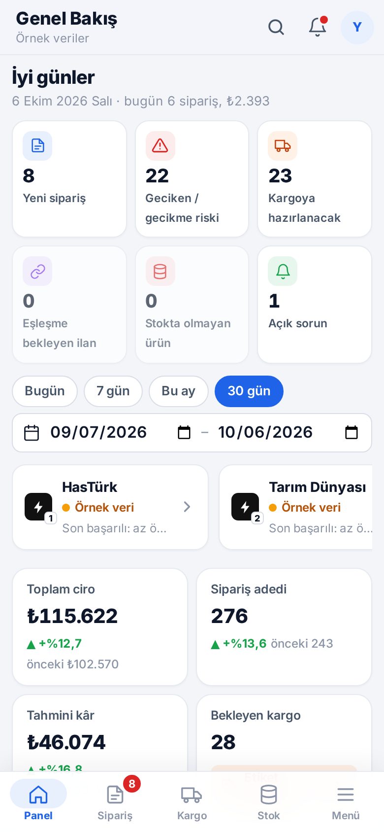 Panelin telefondaki görünümü